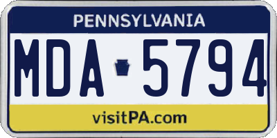 PA license plate MDA5794