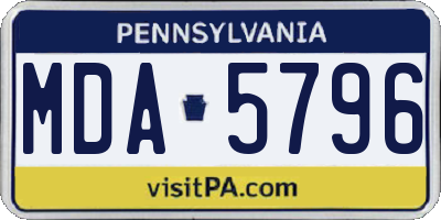 PA license plate MDA5796