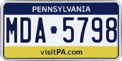 PA license plate MDA5798