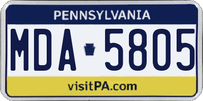 PA license plate MDA5805