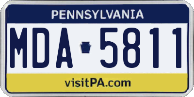 PA license plate MDA5811