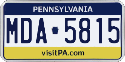 PA license plate MDA5815