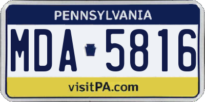 PA license plate MDA5816