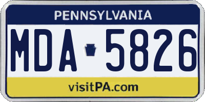 PA license plate MDA5826