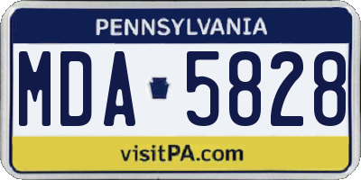 PA license plate MDA5828
