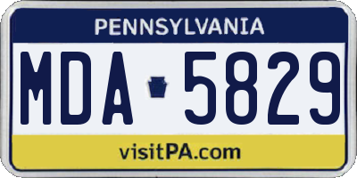 PA license plate MDA5829