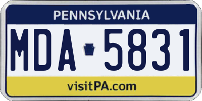 PA license plate MDA5831