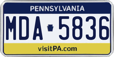PA license plate MDA5836