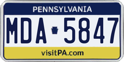 PA license plate MDA5847
