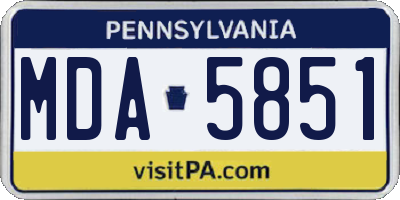 PA license plate MDA5851
