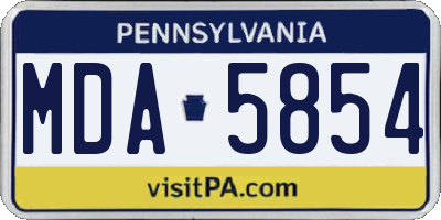 PA license plate MDA5854