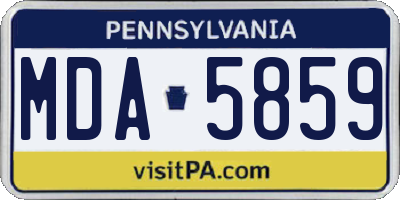 PA license plate MDA5859