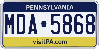 PA license plate MDA5868