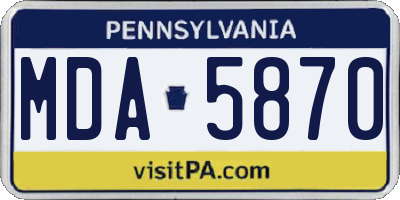 PA license plate MDA5870