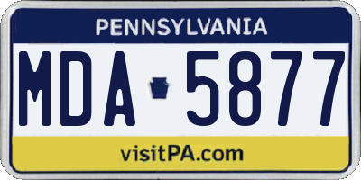 PA license plate MDA5877