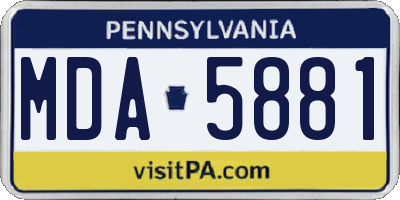 PA license plate MDA5881