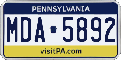 PA license plate MDA5892