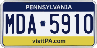 PA license plate MDA5910