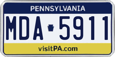 PA license plate MDA5911