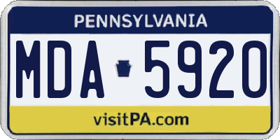 PA license plate MDA5920