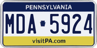 PA license plate MDA5924