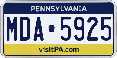 PA license plate MDA5925