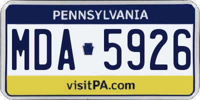 PA license plate MDA5926