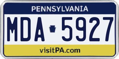 PA license plate MDA5927