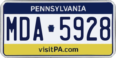 PA license plate MDA5928