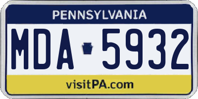 PA license plate MDA5932