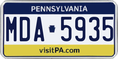 PA license plate MDA5935
