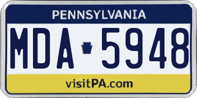 PA license plate MDA5948