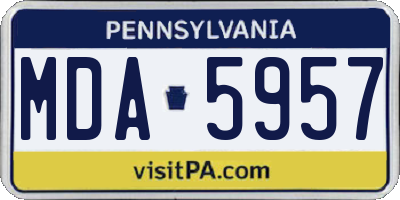 PA license plate MDA5957