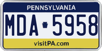 PA license plate MDA5958