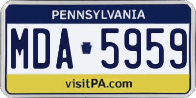 PA license plate MDA5959