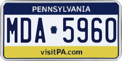 PA license plate MDA5960