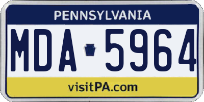 PA license plate MDA5964