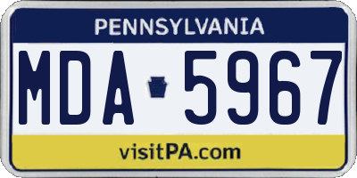 PA license plate MDA5967
