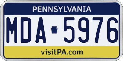 PA license plate MDA5976