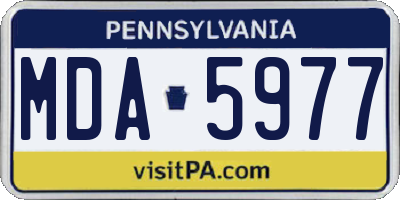 PA license plate MDA5977