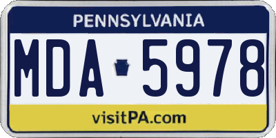 PA license plate MDA5978