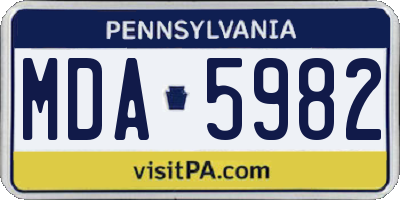 PA license plate MDA5982