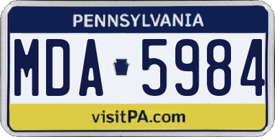 PA license plate MDA5984