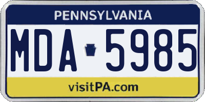 PA license plate MDA5985