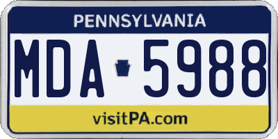 PA license plate MDA5988