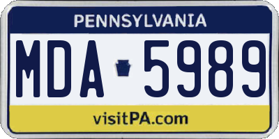 PA license plate MDA5989