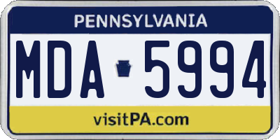 PA license plate MDA5994