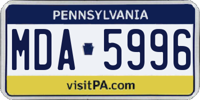 PA license plate MDA5996