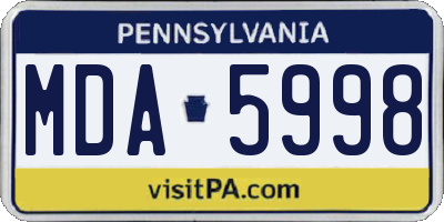 PA license plate MDA5998