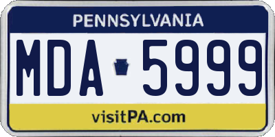PA license plate MDA5999